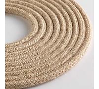 Klartext - Cable textil redondo LUMIÈRE para iluminación, 3 x 0,75 mm, yute natural, 3 m. | Atención: cable tierra incluido. Máxima seguridad antisacudidas