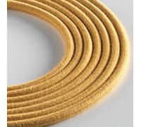 Klartext - Cable textil redondo luminoso para iluminación, 3 x 0,75 mm, algodón amarillo mostaza, 5 m. Atención: cable tierra incluido. Máxima seguridad a prueba de golpes.