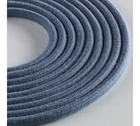 Klartext - Cable textil redondo luminoso para iluminación, 3 x 0,75 mm, algodón azul vaquero, 3 m. Atención: cable tierra incluido. Máxima seguridad a prueba de golpes.