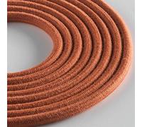 Klartext - Cable textil redondo luminoso para iluminación, 3 x 0,75 mm, algodón ladrillo, 5 m. Atención: cable tierra incluido. Máxima seguridad a prueba de golpes.