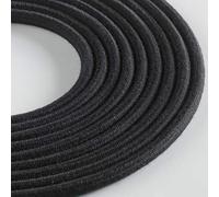 Klartext - Cable textil redondo luminoso para iluminación, 3 x 0,75 mm, algodón negro, 3 m. Atención: cable tierra incluido. Máxima seguridad a prueba de golpes.