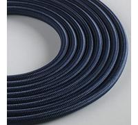 Klartext - Cable textil redondo luminoso para iluminación, 3 x 0,75 mm, azul noche, 3 m. Atención: cable tierra incluido. Máxima seguridad a prueba de golpes.