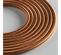 Klartext - Cable textil redondo luminoso para iluminación, 3 x 0,75 mm, bronce, 5 m. Atención: cable tierra incluido. Máxima seguridad a prueba de golpes.