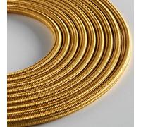 Klartext - Cable textil redondo luminoso para iluminación, 3 x 0,75 mm, dorado, 5 m. Atención: cable tierra incluido. Máxima seguridad a prueba de golpes.