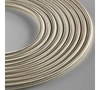 Klartext - Cable textil redondo luminoso para iluminación, 3 x 0,75 mm, marfil, 3 m. Atención: cable tierra incluido. Máxima seguridad a prueba de golpes.