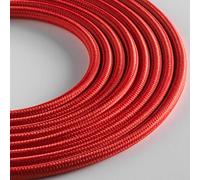 Klartext - Cable textil redondo luminoso para iluminación, 3 x 0,75 mm, rojo, 10 m. Atención: cable tierra incluido. Máxima seguridad a prueba de golpes.