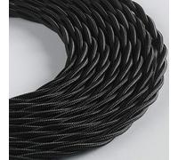 Klartext - Cable textil trenzado Belle Époque para instalación eléctrica vintage, 3 x 1 mm, negro, 10 m