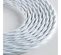 Klartext - Cable textil trenzado LUMIÈRE para iluminación, 3 x 0,75 mm, blanco mate, 5 m. | Atención: cable tierra incluido ! ¡Máxima seguridad anti sacudida!