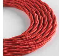 Klartext - Cable textil trenzado Lumière para iluminación, 3 x 0,75 mm, rojo, 5 m. Atención: cable de tierra incluido. Máxima seguridad antigolpes.