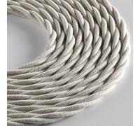 Klartext - Cable textil trenzado luminoso para iluminación, 3 x 0,75 mm, algodón pardo, 3 m. Atención: cable tierra incluido. Máxima seguridad a prueba de golpes.
