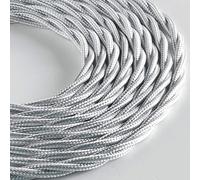 Klartext - Cable textil trenzado luminoso para iluminación, 3 x 0,75 mm, blanco brillante, 3 m. Atención: cable tierra incluido. Máxima seguridad a prueba de golpes.