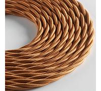 Klartext - Cable textil trenzado luminoso para iluminación, 3 x 0,75 mm, bronce, 5 m. Atención: cable tierra incluido. Máxima seguridad a prueba de golpes.