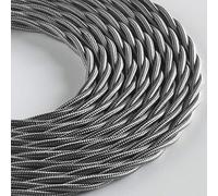 Klartext - Cable textil trenzado luminoso para iluminación, 3 x 0,75 mm, gris hierro, 10 m. Atención: cable tierra incluido. Máxima seguridad a prueba de golpes.