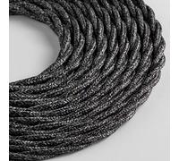Klartext - Cable textil trenzado luminoso para iluminación, 3 x 0,75 mm, mezcla negra, 5 m. Atención: cable tierra incluido. Máxima seguridad a prueba de golpes.