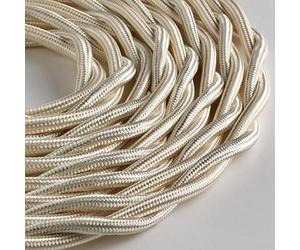 Klartext - Cable textil trenzado luminoso TV/LAN, marfil, 10 m. Atención: cable antena y teléfono juntos.