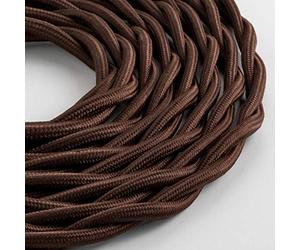KLARTEXT - Cable textil trenzado luminoso TV/LAN, marrón, 5 m. Atención: cable antena y teléfono juntos.