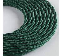 Klartext - Cable textil trenzado para iluminación (3 x 0,75 mm, 5 m), color verde oscuro Máxima seguridad a prueba de golpes.