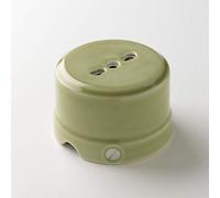 Klartext - Enchufe bipaso BELLE ÉPOQUE de estilo vintage para instalación con cable textil, de porcelana artesanal de alta calidad, color verde brillante.