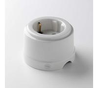 Klartext Unel BELLE EPOQUE - Toma de corriente con cable textil (porcelana fina, acabado brillante), color blanco