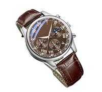 Klassiek Herenmontre - Waterdicht Sporthorloge, Leren Band, Zakelijk Reloj, Stijlvolle Analoge Quartz Wijzerplaat, Schokbestendig, Modalaccesorios, Perfect Voor Werk, Reizen, Casual Kleding, Regalo