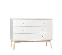 KLAST Cómoda de 4 Cajones en Madera Color Blanco Vichy, Diseño Atemporal, Amplia Capacidad de Almacenamiento y Fácil Combinación Decorativa.