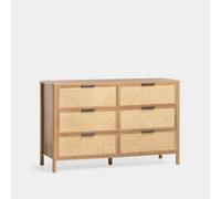 KLAST Cómoda Doble PB, melamina, ratán Natural Color Natural 76 cm x 120 cm