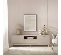KLAST Mueble TV, Elian, Lacado, Gris Perla, nórdico, con almacenaje, con cajones, 53 x 180 cm