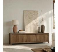 KLAST Mueble TV Hanne de Madera Maciza con Puertas y Almacenamiento