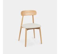 KLAST Silla de Comedor Leyre en Madera de Hevea con Asiento Tapizado Beige - 83 cm x 46 cm - Diseño Atemporal, Elegante y Cómodo para Comedor o Sala de Estar