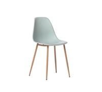 KLAST Silla de Comedor Nina en Polipropileno Color Menta con Patas de Madera Natural, Ideal para Interiores y Exteriores, Ligera y Duradera, Fácil Mantenimiento
