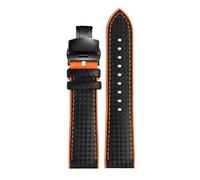 Klauer Banda de cuero de 16-24mm de cuero Reloj Correos de reloj, Negro naranja, 22mm