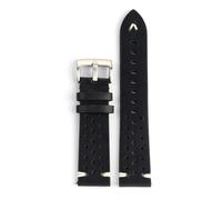Klauer Corcha de cuero Strap de 20/22mm Banda de cuero de cera de cera, Hebilla de plata negra, 20mm