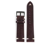 Klauer Corcha de cuero Strap de 20/22mm Banda de cuero de cera de cera, Negro marrón oscuro, 20mm