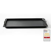 "Klaus grillt" Gastronorm - Plancha GN 1/1 para inducción by AMT Gastroguss, 53 x 33 cm, 2 cm de alto, con asas de acero inoxidable, revestimiento antiadherente Lotan® AMZN-KG-I-25333-G