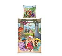 Klaus Herding GmbH Dino Ranch - Juego de Cama (Funda de Almohada de 80 x 80 cm, Funda nórdica de 135 x 200 cm, Cierre de Cremallera, 100% algodón)