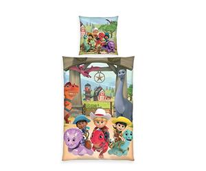 Klaus Herding GmbH Dino Ranch - Juego de Cama (Funda de Almohada de 80 x 80 cm, Funda nórdica de 135 x 200 cm, Cierre de Cremallera, 100% algodón)