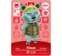 Klaus - Tarjeta Amiibo de diseño de animales de Nintendo Crossing Happy Home, 257