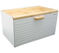 Klausberg Caja de pan de acero inoxidable y madera - Blanco y negro blanco