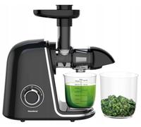Klausberg Exprimidor lento, negro con acentos de plata, prensa fría, plástico sin BPA y acero inoxidable, 700 ml, 150W