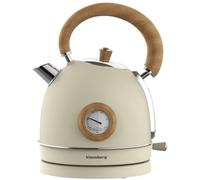 Klausberg Hervidor de agua retro con termómetro, 1,8 litros, crema, acero inoxidable 304, 1850-2200 W