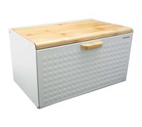Klausberg Caja de pan de acero inoxidable y madera - Blanco y negro blanco
