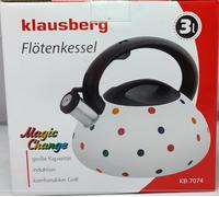 Klausberg - Tetera para cocina de inducción con silbato, hervidor de agua, de acero inoxidable, efecto multicolor, KB - 7074