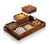 Klavio - Bandeja modular para servir acacia - Bandeja para servir alimentos, embutidos, bandeja de frutas para fiestas, platos de aperitivos y bandejas de postre