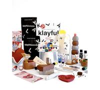 KLAYFUL - Kit de Manualidades para Adultos Edición Especial | 1.5kg Arcilla Blanca + 1.5kg Arcilla Terracota, Herramientas, Moldes, Sellos, Pinturas, Base, Sellador y Guía Exclusiva