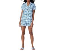 Kldemgez Womens Y2k Pajamas Set 2 Piece Button Down Monkey Shorts Set, Button Down Cute Monkey Graphics Matching Pjs Sets (Dark Blue Monkey,L)