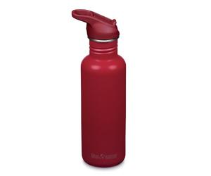 KLEAN KANTEEN Botella clásica de 800 ml de acero inoxidable, Garnet, ligera, con tapa deportiva, a prueba de fugas, sin BPA, botella de agua para deportes, escuela, exterior