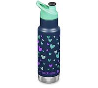 Klean Kanteen Botella térmica Infantil 12 oz (con Tapa Deportiva) Color Azul Marino (Corazones)