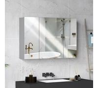 kleankin 35" x 24" Botiquín de Pared con Puertas espejadas Gris