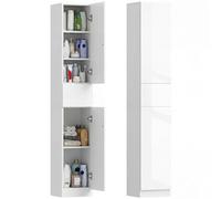 kleankin Armario Alto de Baño 1 Cajón Moderno 30x28x170 cm Blanco Brillo