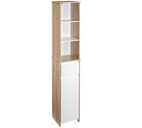 kleankin Armario Alto de Baño 3 Estantes 32,6x30x171,2 cm Natural y Blanco